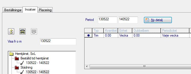 Det går även att lägga in när under dagen insatsen ska utföras: Observera! I Procapita används minuter.