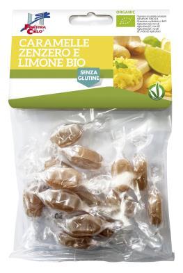 Ekologiska Ingefära & Citronkarameller FSC1CARZELI 50g Rissirap*, naturlig citron smak (1%), syra regulator: citronsyra, ingefära pulver * (0,2%).
