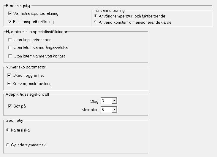 Numerik Alternativen som finns i denna dialogruta styr beräkningsgången.