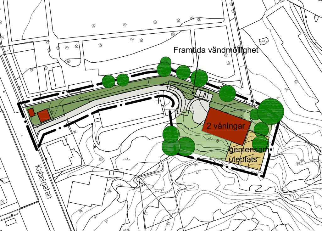 Detaljplanens innebörd och genomförande Avsikten är att uppföra en gruppbostad med bostäder med särskild service, ett så kallat BmSS-boende.