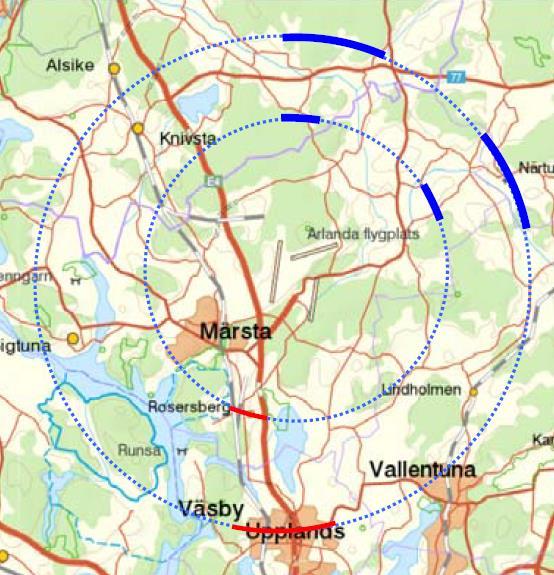 Mätplatser Fokus på områden vid närboende Upplands Väsby och Rosersberg relevanta, 01 L & 01 R Mätning på stadshuset i Upplands Väsby sedan nov 2017 Problem