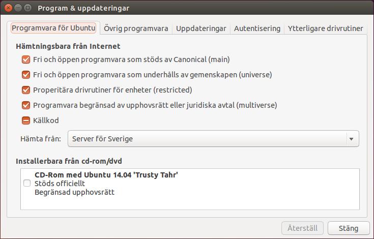 INSTALLERA, UPPDATERA OCH HANTERA PROGRAM DATOR- OCH NÄTVERKSTEKNIK V2017 - LÄROBOK Programkällor Man kan även ange vilka Programkällor som skall användas för att hitta och hämta nya program.