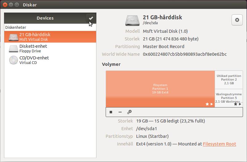 DATOR- OCH NÄTVERKSTEKNIK V2017 - LÄROBOK LINUX HANTERING AV MASKINVARA I UBUNTU Diskverktyg