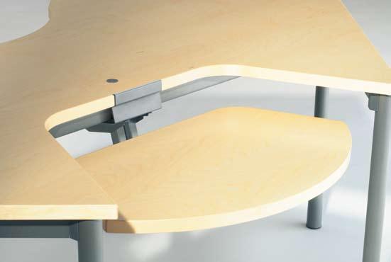 The adjustable monitor shelf is available with a wooden or metal finish.