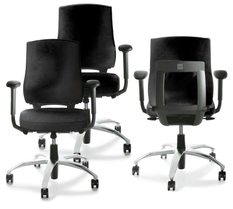 AXIA Material: Sits och ryggstöd klädd. Stativ polerad aluminium. Materials: Seat and backrest upholstered. Base polished aluminium.