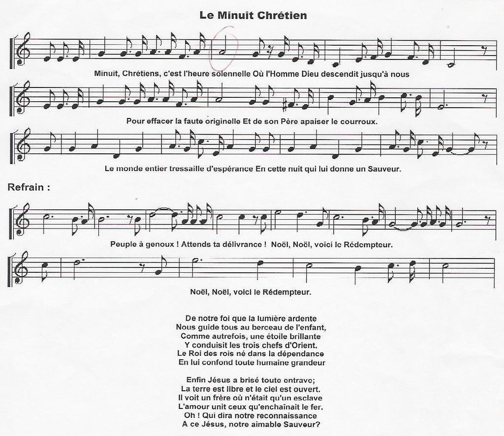 Ibland anges denna melodi vara en första skiss gjord av Adolphe Adam, men det är inte bevisat: MINUIT, CHRETIENS (1847) 1.