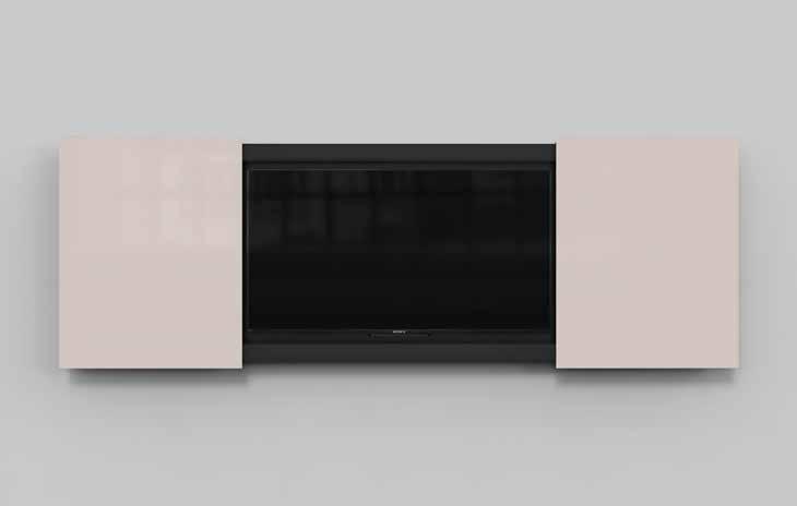 Design Christian Halleröd Mood Conference TV Konferensskåp för TV-skärmar upp till 65 (1530 x 880 x 75 mm).  Skärmen monteras enkelt med medföljande fästen som passar alla vanliga vesa-mått.