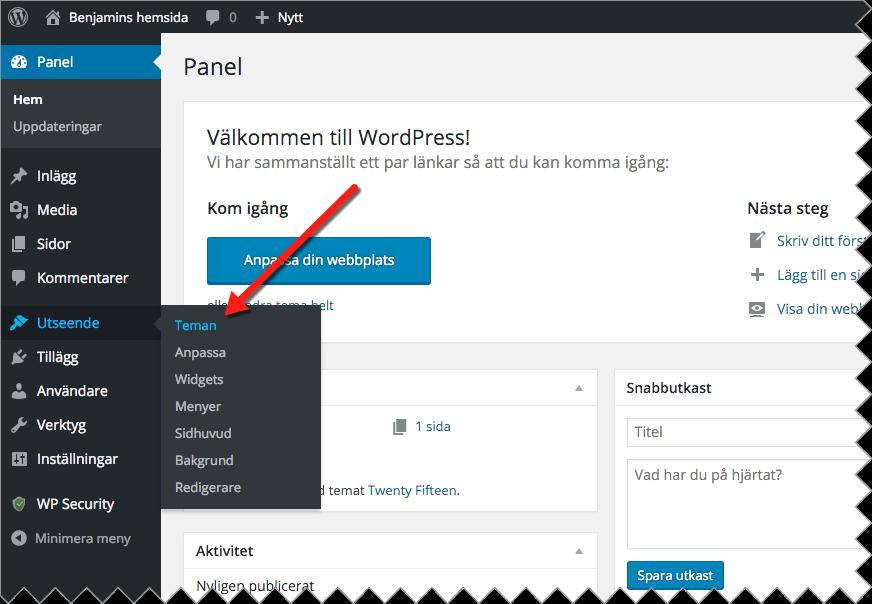 5 Byt tema och ändra utseende på din hemsida Om din WordPress-sida hade varit en människa, hade temat varit kläderna. Byt kläder och få din sajt att se helt annorlunda ut.