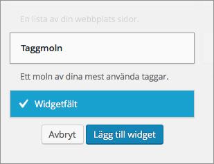 Om du nu ångrar dig och inte lägre vill ha widgeten är det bara att gå tillbaka till Utseende > Widgets och dra bort Widgeten från Widgetfält, så kommer den att försvinna igen.