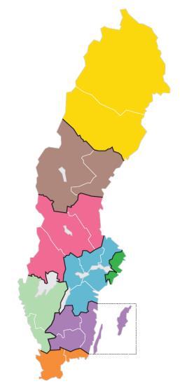 Fördelning per region och nationellt i de 61 pågående