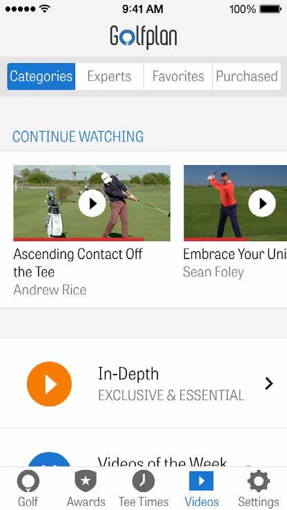 GOLFPLAN Driven av Revolution Golfs extensiva och dynamiska video bibliotek med experter som Martin