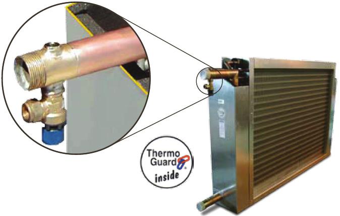 Sida Drift- och skötselanvisningar DSEF056..SV 5.6 Luftvärmare vatten Värmebatteriet består av ett antal kopparrör med påpressade aluminiumlameller.