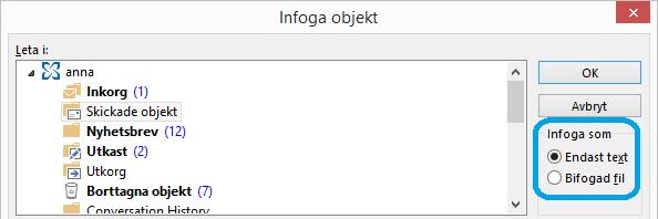 Om du har bifogat en fil från en delad plats kan du också välja: Bifoga som kopia: Om du vill skicka en lokal kopia av en fil, i stället för filen på en delad plats.