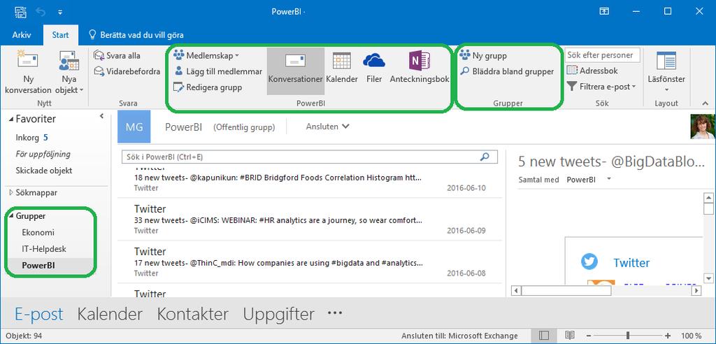 Office 365 grupper Outlook 2016 stöder nu Grupper om du använder Outlook i Office 365. Med Outlook 2016 kan du använda Grupper i stället för sändlistor, för att kommunicera och samarbeta med kollegor.