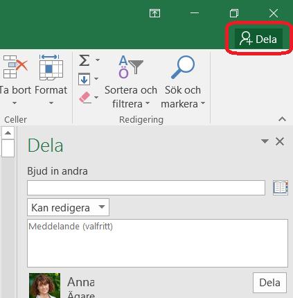 Samtidig redigering När Word, PowerPoint och OneNote dokument är sparade i, OneDrive för företag eller SharePoint går det att Dela och även