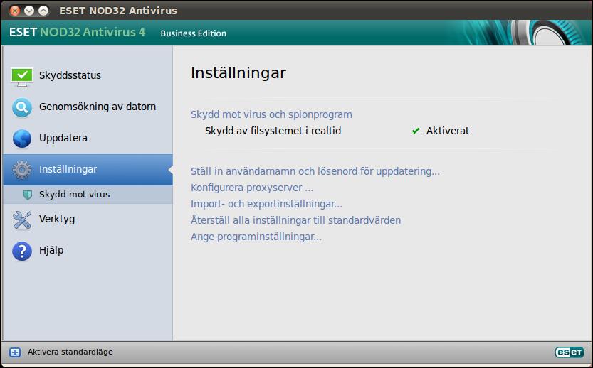 scp ueavbe.i386.en.00.linux administrator@100.100.1.1:/home/administrator För ytterligare information om hur Secure Copy används, skriv in kommandot man scp i Terminal. 2.3.1 Hantering via ESET Remote Administrator 6 ESET NOD32 Antivirus Business Edition for Linux Desktop kan även hanteras via ESET Remote Administrator 6 (ERA).