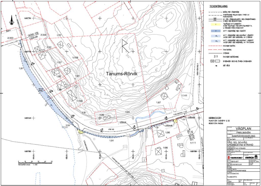 Ca 500 meter sydväst om den planerade GC-vägen ligger Natura 2000-området samt naturreservatet Tanumskusten.