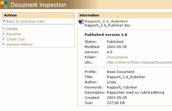 Appendix G Informationshantering i webbportalsystem Hämta information SharePoint Portal Server Det går att komma åt dokument direkt på serverns hårddisk via Mina Nätverksplatser i Utforskaren.