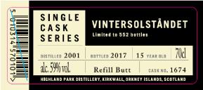 I alla nordiska länder lanseras en egen single cask som heter Vintersolståndet på det lokala språket, för att hedra Highland Parks nordiska ursprung.