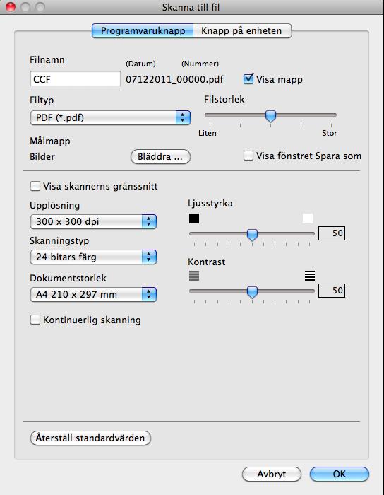 ControlCenter2 Fil Med knappen Skanna till fil kan du skanna en bild till en mapp på hårddisken i valfritt filformat. På det här sättet kan du enkelt arkivera pappersdokument.