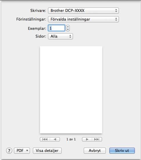 Utskrift (Mac OS X 10.7.x) Klicka på Visa detaljer för fler sidinställningsalternativ.