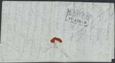 1840, rött avtryck på brev daterat Lubeck 1840 och med noteringar.