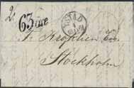 700:- 47 48 49 47K KSPA HAMBURG (svart). Obetalt brev sänt 1.11.1861, via YSTAD 4.11.1861, till Stockholm.