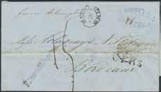 Vincent, Pernambuco och Bahia, till Rio de Janeiro 5.10.1858. Enl. Facit endast en ofrankerad försändelse känd under perioden 1855 till UPU. 6.