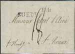 Betalt brev sänt från HELSINGBORG 10.10.1853 till Nürnberg. Stämplar FRANCO, HELSINGØR 11.10.1853, HAMBURG 12.
