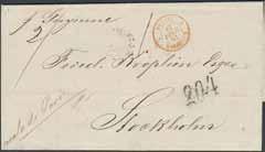 Obetalt brevomslag daterat Bahia den 3 Mars 1846, sänt via LILLE 25.AVRIL.46 och HAMBURG 29.4.1846, till Göteborg.
