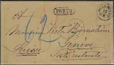 700:- Schweiz. Obetalt nätt litet brevkuvert sänt från LAUSANNE 13.MAI.57, via BERN 14.MAI.1857 och STRALSUND 17.5, till Stockholm.