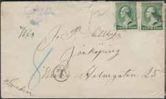 90 och PKXP No 2A UTR EXP 1 6.3.1890. T-stämpel och notering 5 (centimes). Lösennotering 8 (öre). Ngt slarvigt öppnat. Ex.