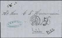 69 till Örebro, med mycket bra avtryck av den ovanliga stämpel FR.P.S. (Frankrike per säck) (P: 15.000:-). Lösenstämpel 56 (öre). Övriga stämplar PARIS A CALAIS 28.SEPT.69, PKXP NR 2 1.10.