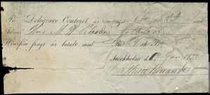 172 174 ex 173 ex 176 172P 173P 174K 175P DILIGENSPOST, kvitto från Diligence Contoret för ett paket, transport Stockholm - Göteborg 1833. Första året! Veck och riss från användning.