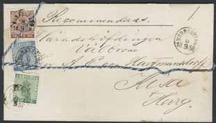 F 4000 500:- 224K 6N 1 P (3 öre) otandat provtryck till 1871 års nytryck i mycket vackert par med breda marginaler.
