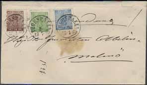 (é) 700:- 225 225K 13b 3 öre olivaktigt gulbrun på vackert lokalbrev sänt inom STOCKHOLM 2.TUR 17.9 (1862, datering i brevet). Ex.