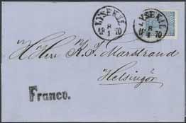 * 500:- 245K 9d 1 12 öre ljusblå som lösen på obetalt brev daterat Götheborg den 21 aug 1860, sänt till