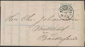 1874 till Bäckefors. Ex. Göta 1989. F 1000 301K 20i 6 öre matt blålila på vacker trycksak sänt från HÖGANÄS 24.4.1876 till Trosa.