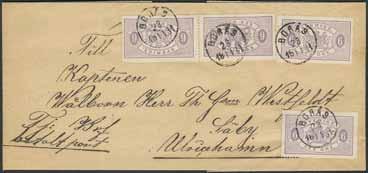 330 331 332 330 26c 50 öre mattrosa. Mycket gott exemplar med intyg Obe: 3,4,3. F 7500 é 2.000:- 331 26g 50 öre rödaktigt karmin. F 8500 é 2.000:- 332 26g 50 öre rödaktigt karmin.
