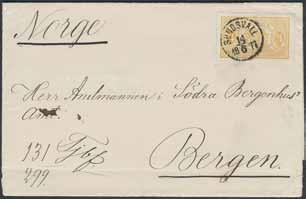 Transit PKXP Nr 7 UPP 17.6.1877. Ovanligt med dubbelporto tjänstebrev till utlandet. Ex. Sören Andersson 1989.
