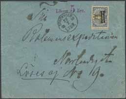Lyxstämplat WIKEN 22.8 1888. 500:- 377 L18b 30 öre blågrön, tandn 13. LYX-stämplat TROSA 9.7.1891.