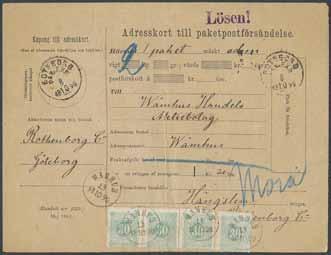 10.1890 till WÅMHUS 13.10.1890. Ovanlig stpl LÖSEN!