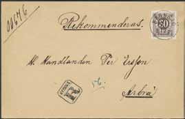 500:- 383 46a 20 öre matt orange-röd. Violett LYX-stämpel GNESTA 2.7.1889.