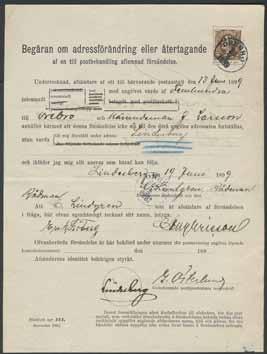 000:- 405 401 408 402 403 404 406 407 401P 58 30 öre på blankett n:r 131 (September 1893),