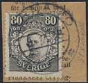 000:- 411 65vm 1903 Posthuset 5 Kr blå, vm med delar av fyra kronor. Ovanlig vattenmärkeskombination. é 1.