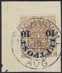 (é) 500:- 420 136v 1 1920 Luftpost 10 öre / 3 öre ljusbrun omvänt påtryck. Så gott som postfriskt ex. F 3500 é 1.