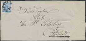 462K Tullstämpelmärken Sverige från år 1842! Facit nr 6 med tryckta ortsangivelser Stockholm resp. Carlshamn. Stockholmsmärket makulerat 1843, Carlshamnsmärket oanvänt.