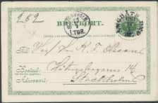 Postal: 200:- C 500:- 495 21 N.O.J. 24.8.1874 (kt), järnvägsstämpel 2. Praktstämpel. Postal: 1200:- H 500:- 496K 9c 2 W.S.B.BL:T, järnvägsstämpel 2. Brev sänt till Pålsboda, märket med kht.