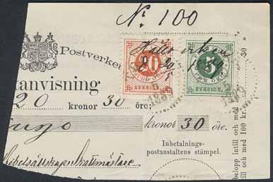 502 504 503 501 506 501 43, 46 HÅLLSVIKEN 20.5.1889. Vacker bläckmak.på postanvisningsklipp, plus stpl TROSA 20.5.1889. D 500:- 502 21 ISHULT 11.1.74. Vacker mittplacerad bläckmakulering.