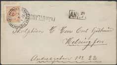 500:- 510 Intressant rysk 3 k svarskort tilläggsfrankerad 1 k avsänt och stämplat PATAHOLM 10.3.1902 sänt till Ryssland.